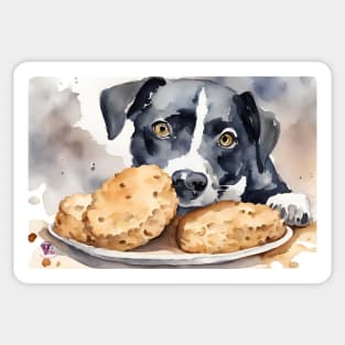 Dog eats biscuit Sticker